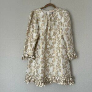 NWT By Timo Brocade Mini Dress in White and Gold